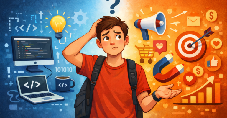 Choosing between coding and marketing
